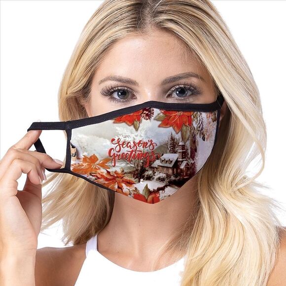 SALE USA Made All Seasons Greetings Facemask Holidays - Picture 1 of 4